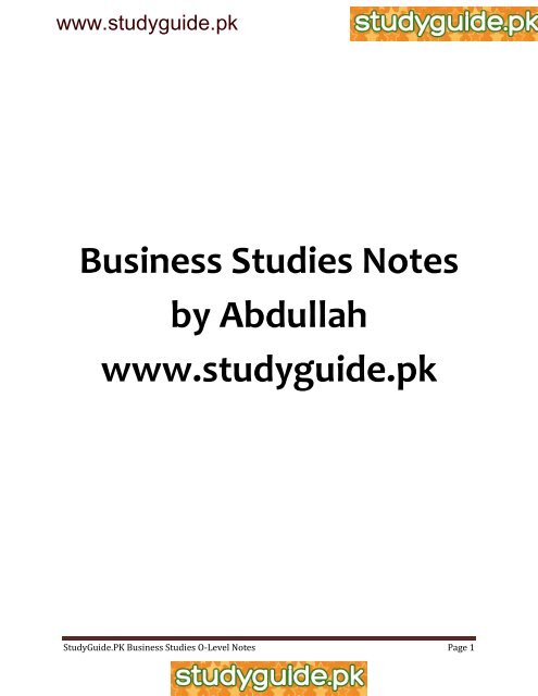 Business studies notes class 11 pdf Business studies notes class 11 pdf