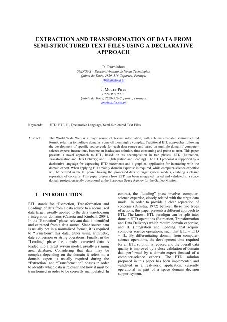 extraction and transformation of data from semi-structured ... - centria