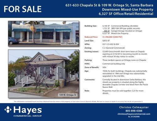 FOR SALE - Hayes Commercial Group