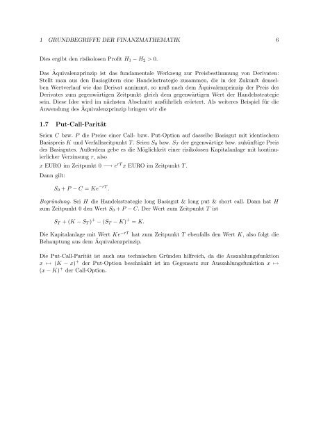 Partielle Differentialgleichungen in der Finanzmathematik Vorlesung ...