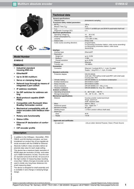 1 Multiturn absolute encoder EVM58-IZ - Pepperl+Fuchs