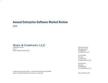 Shea & Company Annual Software Market Review 2010