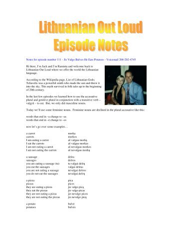 Notes for episode number 111 - Jis Valgo Bulves He Eats ... - Libsyn