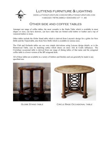 Other side and coffee tables tear sheet - Lutyens Design Associates