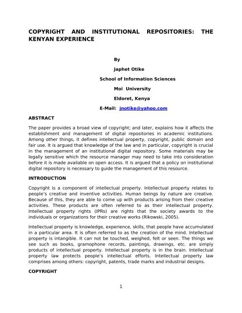 Copyright And Institutional Repositories The Kenyan Moi University copyright-and-institutional-repositories-the-kenyan-moi-university