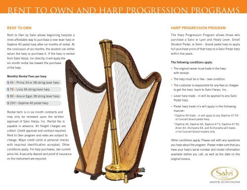 rent to own and harp progression programs - Salvi Harps, Inc.