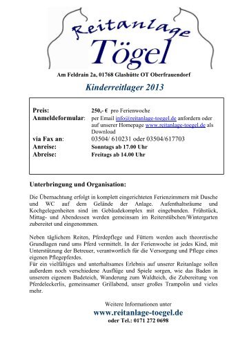 informationsschreiben 2013 - Reitanlage TÃ¶gel