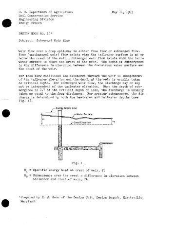 Submerged Weir Flow - NRCS Irrigation ToolBox Home Page