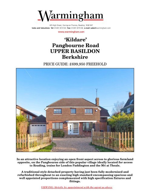 'Kildare' Pangbourne Road UPPER BASILDON ... - Warmingham