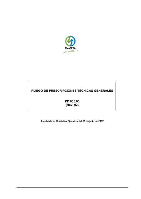 Pliego de Prescripciones Técnicas Generales (PDF) - Emasesa