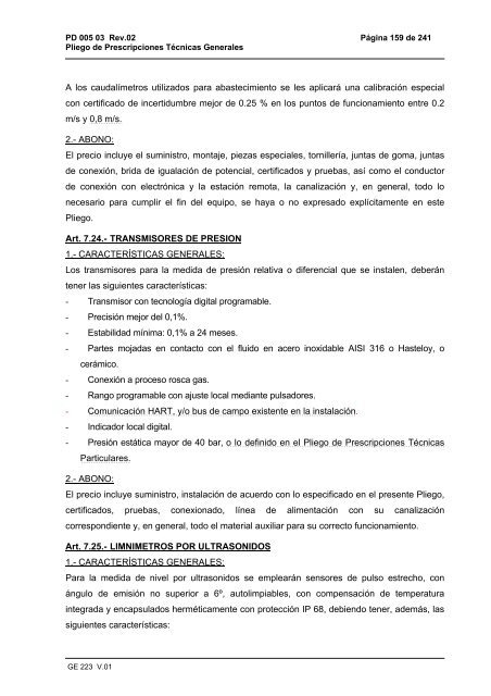 Pliego de Prescripciones Técnicas Generales (PDF) - Emasesa