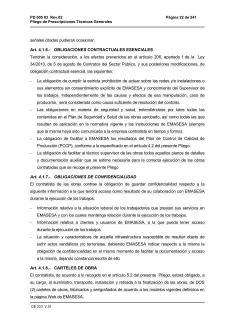 Pliego de Prescripciones Técnicas Generales (PDF) - Emasesa