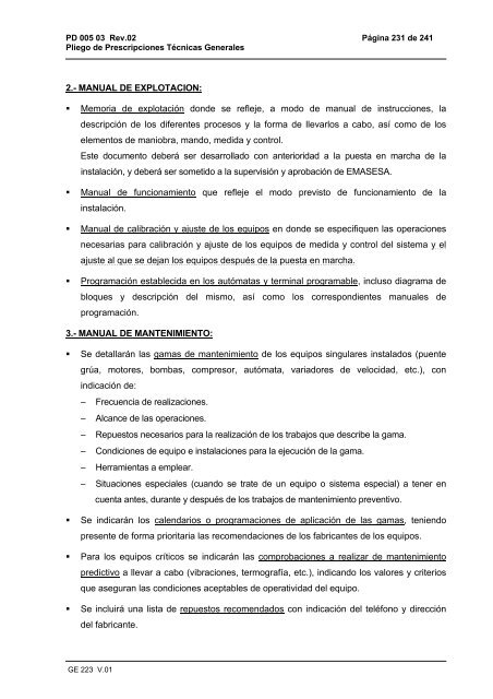 Pliego de Prescripciones Técnicas Generales (PDF) - Emasesa