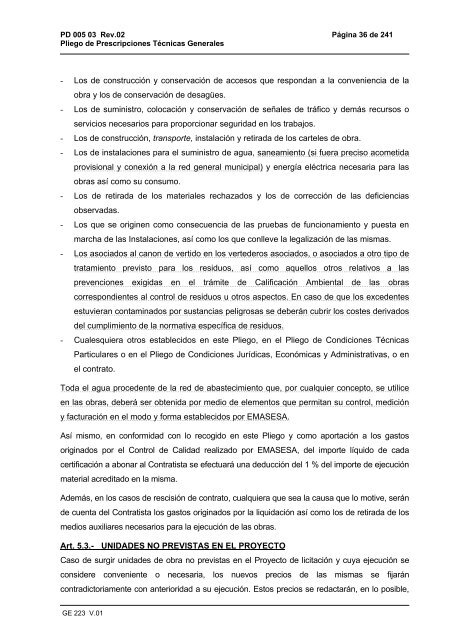 Pliego de Prescripciones Técnicas Generales (PDF) - Emasesa