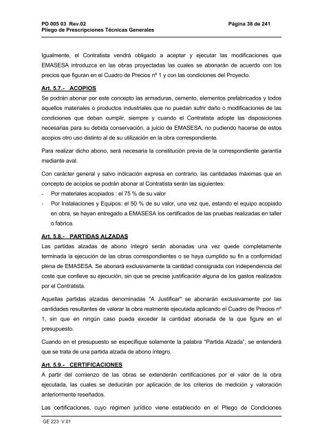 Pliego de Prescripciones Técnicas Generales (PDF) - Emasesa