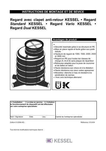 Regard avec clapet anti-retour KESSEL â¢ Regard Standard KESSEL ...