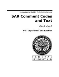 Comment Codes and Text - FSAdownload.ed.gov - U.S. Department ...