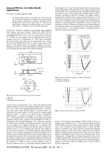 Internal PIFA for 2.4/5 GHz WLAN applications - Microwave and ...