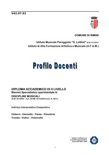 diploma accademico di ii livello - Istituto Musicale Pareggiato G ...