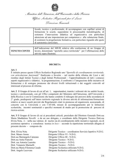 Decreto n 108 del _6_10Piano di coord e di supp per le ... - USR Lazio
