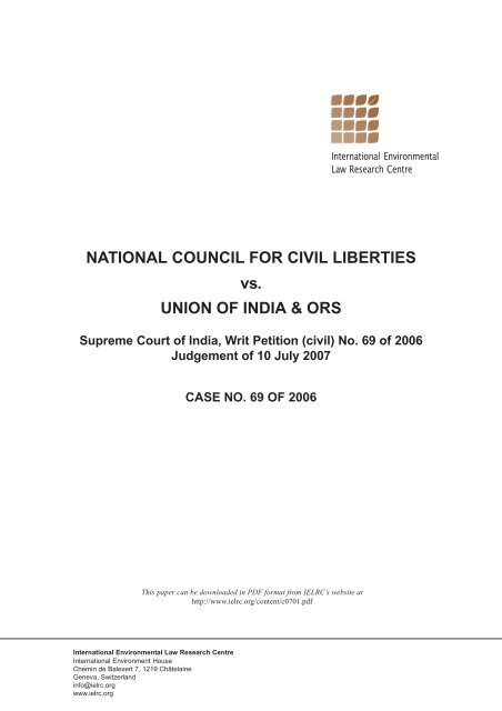 National Council for Civil Liberties vs. Union of India & Ors