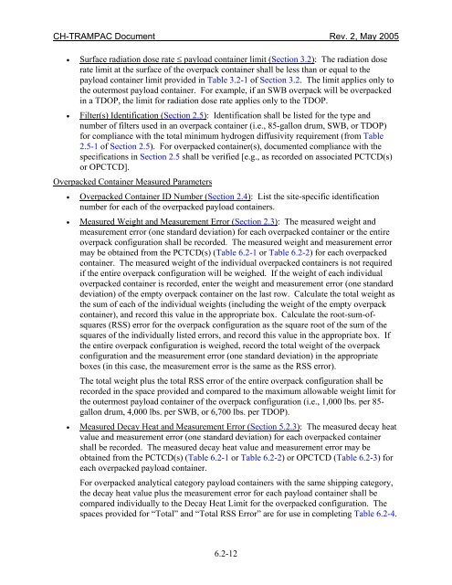 CH-TRAMPAC - Waste Isolation Pilot Plant - U.S. Department of ...