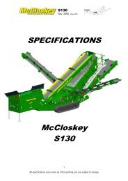 SPECIFICATIONS McCloskey S130 - Best Machinery Kft.