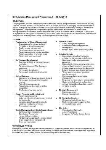 Civil Aviation Management Programme, 9 – 20 Jul 2012 - ICAO