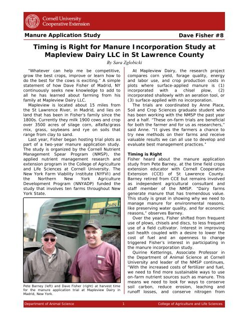 Timing is Right for Manure Incorporation Study at Mapleview Dairy ...