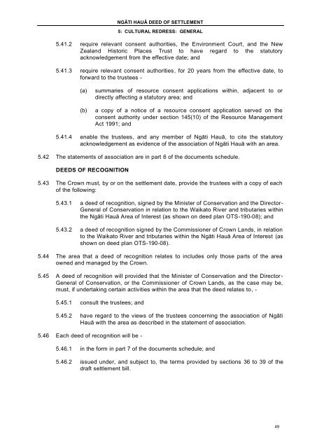 Ngati Haua Deed of Settlement - Terabyte Interactive