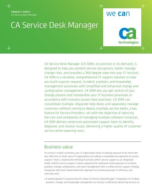 Ca Service Desk Manager Pdf