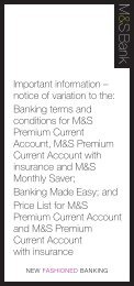 Notice of variation to your banking terms and conditions - M&S Bank