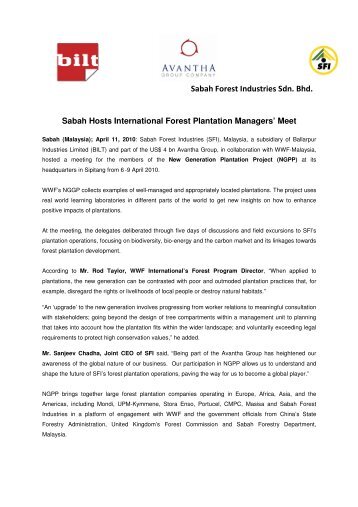 Sabah Forest Industries Sdn. Bhd. - Avantha Group