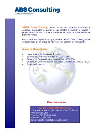 Areas de CapacitaciÃ³n ABSG CHILE TRAINING S.A. - ABS Consulting