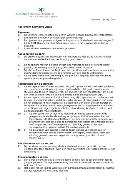 Reglement Lightning Chess - Koninklijke Nederlandse Schaakbond