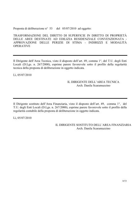 Deliberazione Giunta n. 117 del 13/10/2010 - Comune di Cusano ...