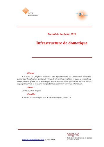 Infrastructure de domotique (sujet rÃ©servÃ©) - IICT