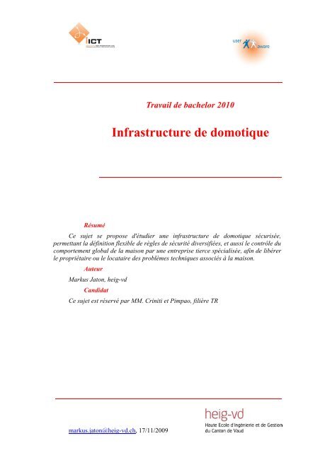 Infrastructure de domotique (sujet rÃ©servÃ©) - IICT