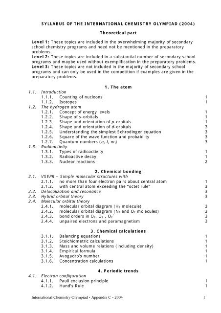 International Chemistry Olympiad - Appendix C ... - PianetaChimica