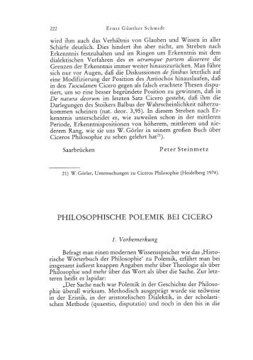 PHILOSOPHISCHE POLEMIK BEI CICERO