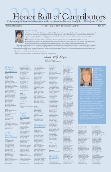 2010-2011 Honor Roll of Contributors - School of Education ...