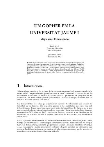 Un Gopher en la Universitat Jaume I - Jordi Adell - Universitat Jaume I