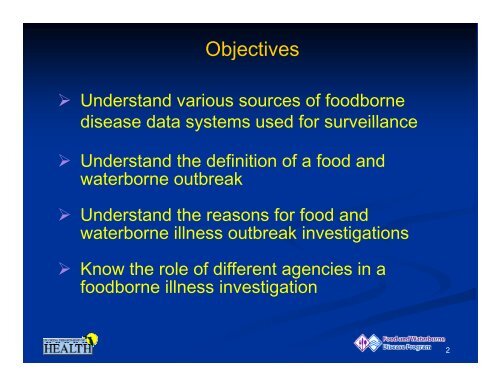 Food and Waterborne Disease Program