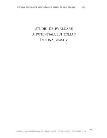 studiu de evaluare a potentialului eolian Ã®n zona brasov