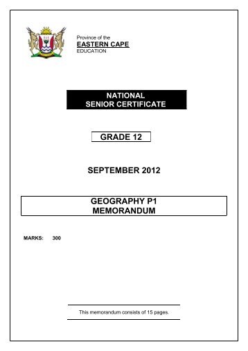 GRADE 12 SEPTEMBER 2012 GEOGRAPHY P1 ... - Ecexams.co.za