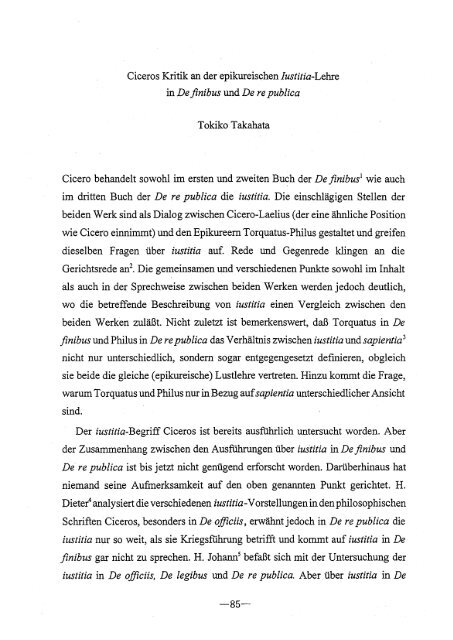 Ciceros Kritik an der epikureischen Iustitia-Lehre in Definibus und ...