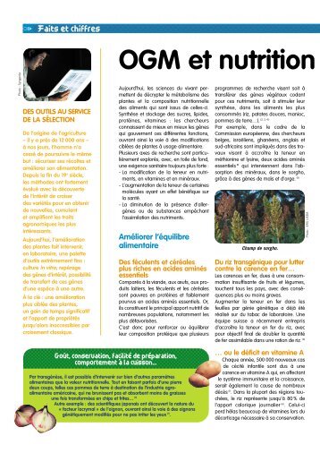 OGM et nutrition - Les Dossiers du Net