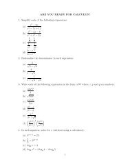 ARE YOU READY FOR CALCULUS? 1. Simplify each of the ...