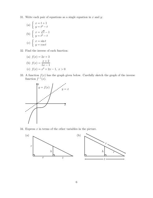 ARE YOU READY FOR CALCULUS? 1. Simplify each of the ...