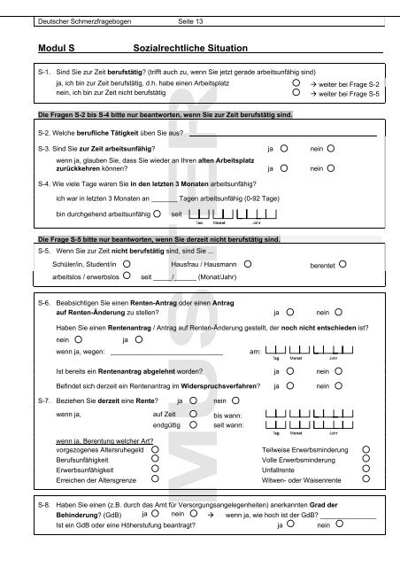 Deutscher Schmerz-Fragebogen - Schmerzzentrum Ludwigshafen